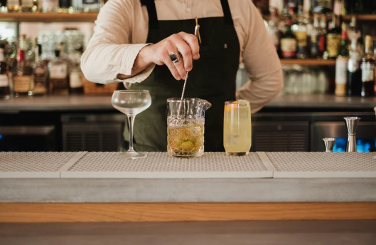 A venue bar mid-service during an event
